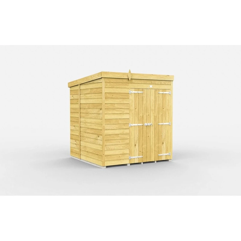 Image of Buttercup Farm 6 x 6 Feet Pent Shed - Double Door W/O Windows - L178 x W185 x H201cm in Brown Brown Unisex