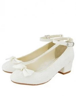 Monsoon Girls Lara Shimmer Lace Ivory Shoe - Ivory, Size 4 Older