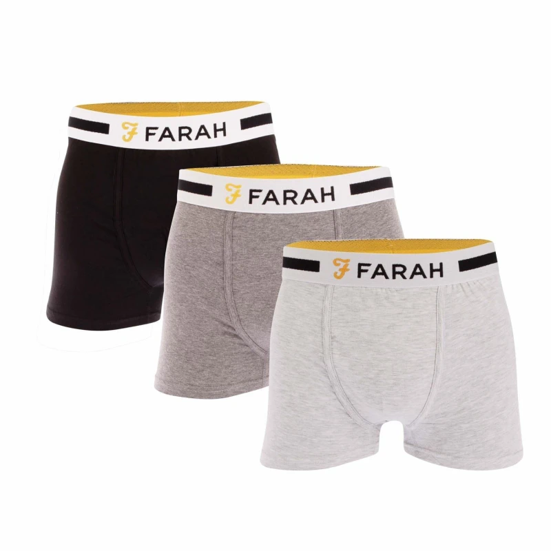 Image of Farah Yeri 3 Pack Boxer Shorts - Grey Grey 2XL