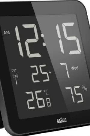 Image of Braun Clocks Digital Wall Alarm Clock Radio Controlled BNC014BK-RC