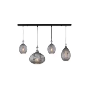 Image of Rhodes Ceiling Pendant Bar Light 4x E27 Max 40W Black