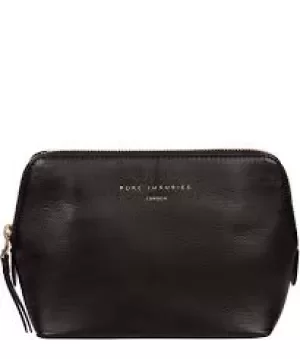 image of Pure Luxuries London Black 'Theydon' Leather Make-Up Bag