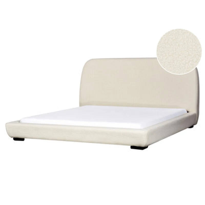 Image of Beliani Waterbed Boucle Roisel 180 X 200 Cm (Eu Super King) Light Beige