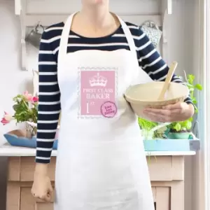 Image of Personalised 1st Class Apron Pink White