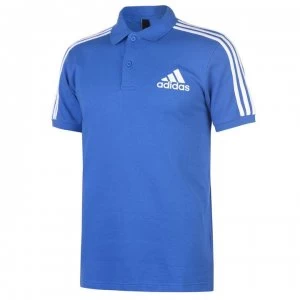 Image of adidas Mens Cotton 3-Stripes Polo Shirt - Blue/White