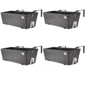 image of Casaria Set of 4 Flower Boxes Mountable Indoor Outdoor Railing Balcony Planter Box 11 Litres Black Brown Cream Grey Brown