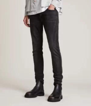 Image of AllSaints Mens Cigarette Skinny Jeans, Washed Black, Size: 30/L32