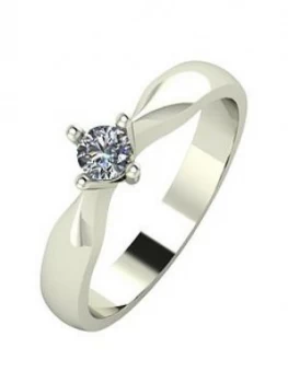 Image of Love DIAMOND 9ct Gold 15 Point Diamond Solitaire Ring, White Gold Size M Women