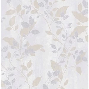 Image of Boutique Vermeil Leaf Grey Decorative Wallpaper - 10m