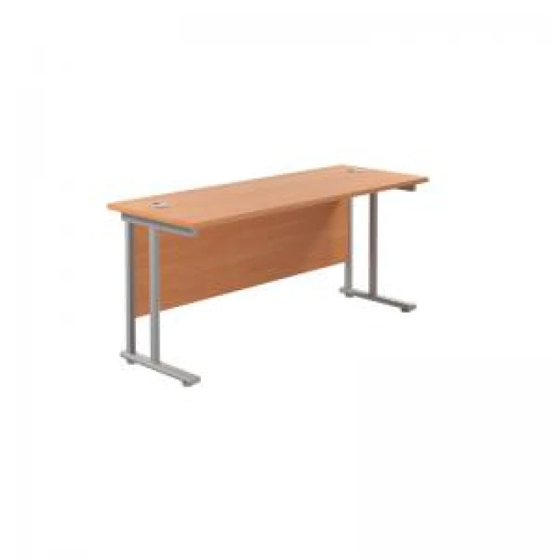 Image of Jemini Rectangular Cantilever Desk 1800x600x730mm Beech/Silver KF806561
