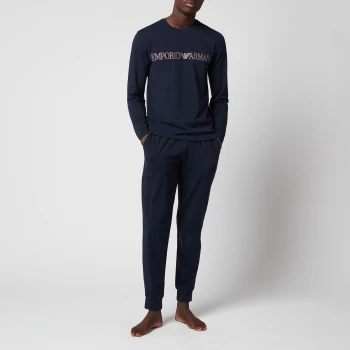 Image of Emporio Armani Mega Logo Pyjama Set Navy Size L Men