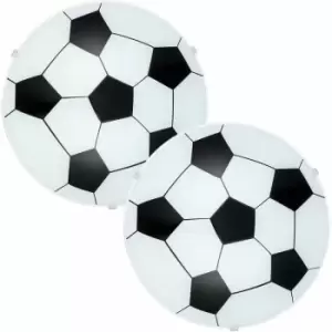 Image of Loops - 2 pack Wall Flush Ceiling Light White Shade Soccer Design Satin Glass E27 1x60W