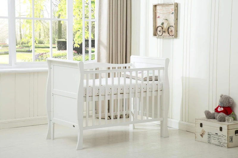 Image of MCC DIRECT Mcc Direct - mcc Solid Wooden Cot bed Savannah Sleigh Cotbed & Water Repellent Mattress white BC2001