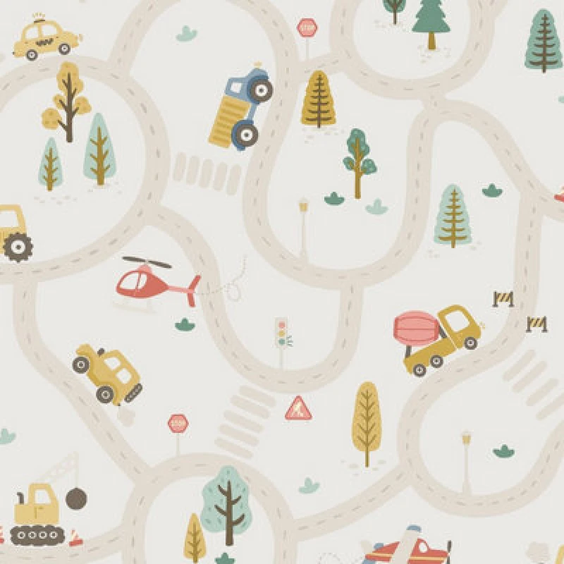Image of Holden Decor Roundabout Road Wallpaper Cream / Multi Holden 14080