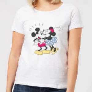 Disney Mickey Mouse Minnie Kiss Womens T-Shirt - White