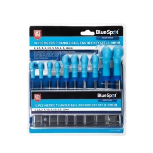 Image of 10 Piece Metric T Handle Ball End Hex Key Set (2-10MM)