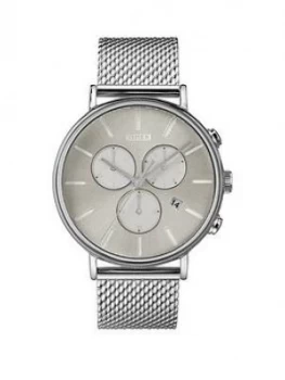Image of Timex Timex Fairfield Silver Sunray Chronograph Dial Stainless Steel Mesh Strap Watch