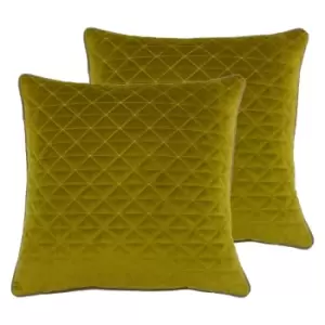 Image of Paoletti Quartz Twin Pack Polyester Filled Cushions Moss/Taupe