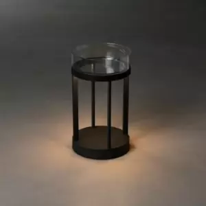 Image of Konstsmide Chieti Outdoor Effect Portable Lantern USB Black Dimmable 2700, 3000K Glass Deco., IP54