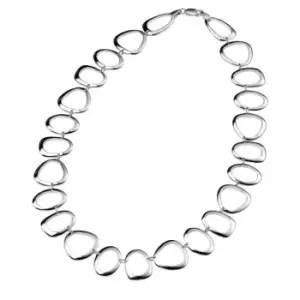 image of Beginnings Sterling Silver Oval Triangle & Round Open Link 45cm Necklaces N2708