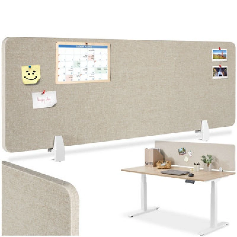 Image of Tectake Desk Partition Noisy - Sound-Absorbing 160 X 40 Cm - Beige