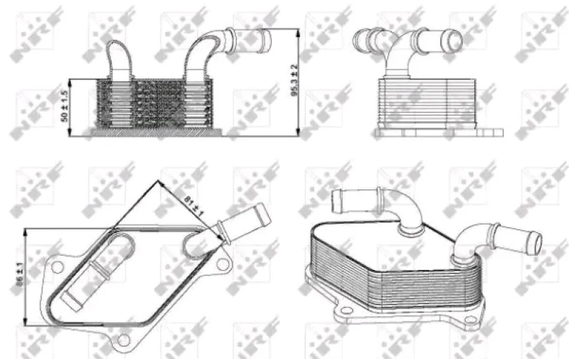 Image of NRF 31346 Oil Cooler with gaskets/seals, EASY FIT Aluminium Oil Cooler,engine oil (469)