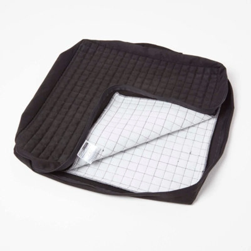 Image of Homescapes Quilted Polyester Armchair Booster Cushion Cover Black