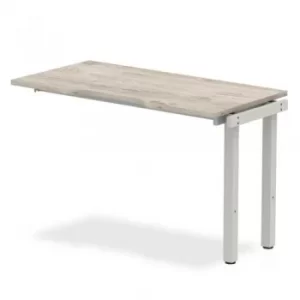 image of Single Ext Kit Silver Frame Bench Desk 1200 Grey Oak