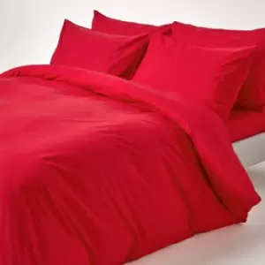 Image of Red Egyptian Cotton Duvet Cover Set 200 Thread Count, Double - Red - Red - Homescapes