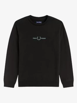 Image of Fred Perry Boys Embroidered Sweatshirt - Black, Size 11-12 Years
