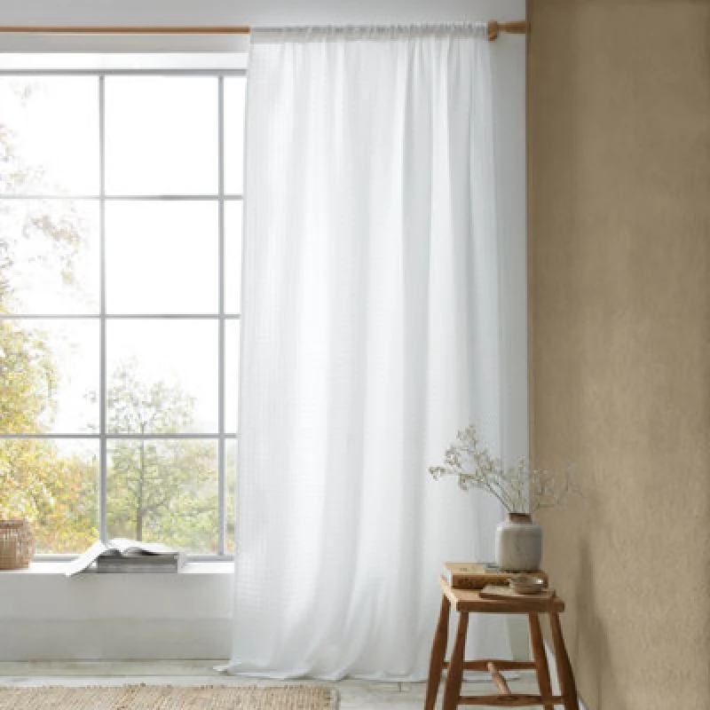 Image of Pineapple Elephant Muscat Waffle Slot Top Voile Curtain Panel White unisex 140x229cm