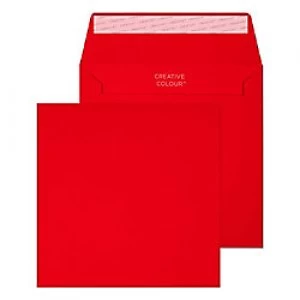 Image of Creative Bright Coloured Envelopes Peel & Seal 155 x 155mm Plain 120 gsm Pillar Box Red Pack of 500