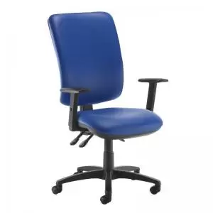 Image of Senza extra high back operator chair with adjustable arms - Ocean Blue