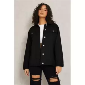 I Saw It First Black Denim Oversized Jacket - Black