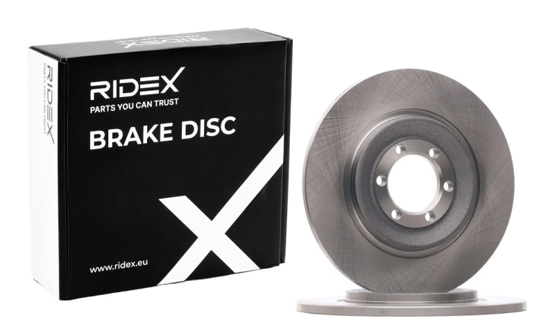 Image of RIDEX 82B1078 Brake disc Rear Axle, solid, Cast Iron, Uncoated, Untreated, without bolts/screws Cast Iron Brake Disc (82)
