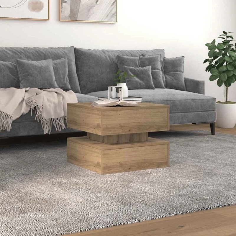 Image of VIDAXL Coffee Table with LED Lights Artisian Oak 50x50x40cm Vidaxl 8721158447043