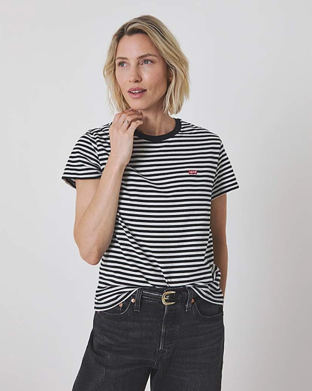 Image of Levis Levis Perfect Tee Raita Stripe Black - Levis - Size: 1XL Black Female 1XL PV18108