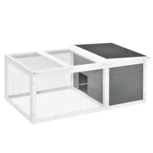 Image of PawHut Rabbit Hutch - Animal Cage W/ Water-resistant Asphalt Roof - Grey