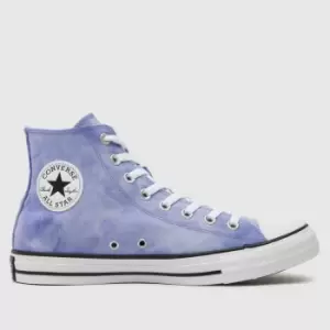 image of Converse All Star Hi Sun Washed Trainers In White & Purple