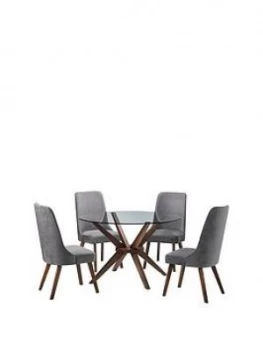 image of Julian Bowen Chelsea Large 120 Cm Glass Dining Table And 4 Huxley Chairs