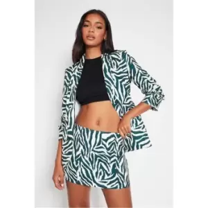 I Saw It First Green Zebra Printed Mini Skirt - Green