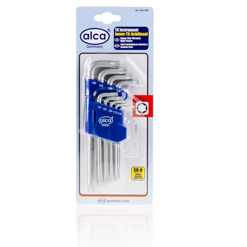 Image of ALCA 446000 Angled Screwdriver Set Number of tools: 9, Chrome Vanadium Steel, Spanner Size: T30,T40,T45,T50 Chrome Vanadium Steel Angled Screwdriver S
