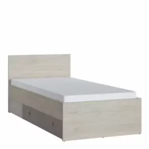 Image of Denim 90Cm Bed With 1 Drawer In Light Walnut Grey Fabric Effect And Cashmere