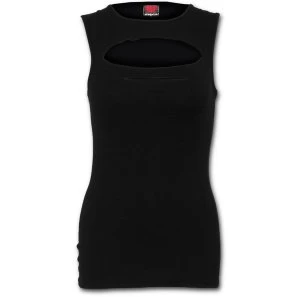 Image of Urban Fashion Laser Cut Sleeveless Womens XX-Large Sleeveless Top - Black