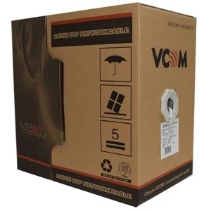 image of VCOM CAT5e UTP 305m Grey Retail Packaged Reel Box 24AWG 4 Pairs Solid Full Copper Indoor Network Cable