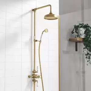 image of Brushed Brass Traditional Thermostatic Shower Set - Camden