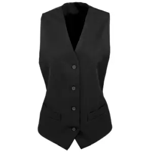 Image of Premier Womens/Ladies Lined Polyester Waistcoat / Bar Wear / Catering (Pack of 2) (2XL) (Black)