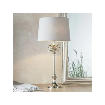 Image of Endon Lighting Leaf & Mia - Table Lamp Polished Nickel Plate & Charcoal Linen 1 Light IP20 - E27