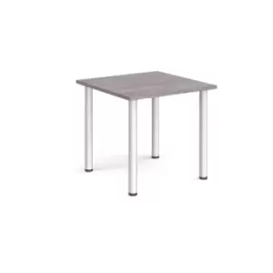 image of Rectangular silver radial leg meeting table 800mm x 800mm - grey oak