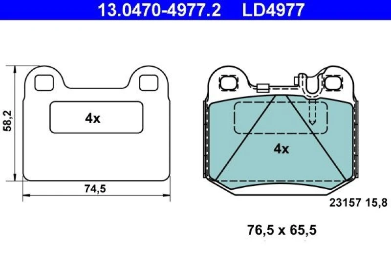 Image of ATE 13.0470-4977.2 Brake pad set excl. wear warning contact, with accessories Brake Pad Set,disc brake (402)